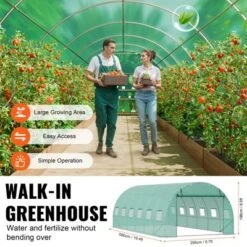 VEVOR Walk-in Tunnel Greenhouse, 19.4x9.7x6.5 Ft Hoop House Greenhouse Tunnel With Galvanized Steel Frame, Green PE Cover, 12 Windows -Aesthtic Interiors GUEST f265b4c4 ccc7 4bb0 91ca 66f5d77819c1