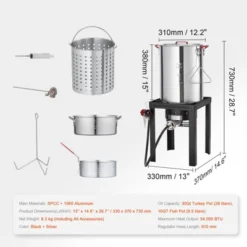 VEVOR Turkey Deep Fryer, 30-qt Turkey & 10-qt Fish Steamer Cooker Set, Outdoor Aluminum Seafood Frying Pot, 54,000 BTU Burner Propane Gas Boiler -Aesthtic Interiors GUEST f277d9db 335f 417f 92f6 7e72893fb6ad