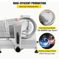 VEVOR Commercial Meat Slicer, 200W Electric Deli Food Slicer, 350-400RPM Meat Slicer With 8" Carbon Steel Blade, 0 - 0.47 Inch -Aesthtic Interiors GUEST f31ca125 f850 4bfc aff2 1e3d822ecda5