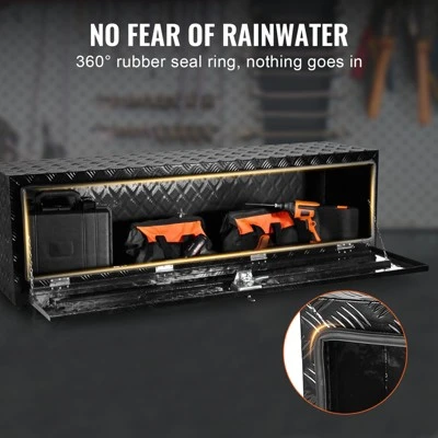 VEVOR Underbody Truck Box, 60" X 17" X 18" Pickup Storage Box, Heavy Duty Aluminum Diamond Plate Tool Box With Lock And Keys 5 VEVOR Underbody Truck Box, 60" X 17" X 18" Pickup Storage Box, Heavy Duty Aluminum Diamond Plate Tool Box With Lock And Keys - Image 5