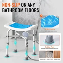 VEVOR Shower Chair, Adjustable Height Shower Stool, Non-Slip Bench Bathtub Stool Seat For Elderly Disabled Adults Handicap, 500 Lbs,White+Blue -Aesthtic Interiors GUEST f373a4ab fd3e 4bc7 a3e6 abc9a2f8a0ec
