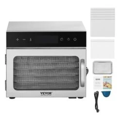 VEVOR Food Dehydrator Machine, 6 Stainless Steel Trays, 400W Electric Food Dryer With Adjustable Temperature & 24-Hour Timer, Freeze Dryer, Silver -Aesthtic Interiors GUEST f375ef51 e06a 4b03 99b0 de1caa599b71