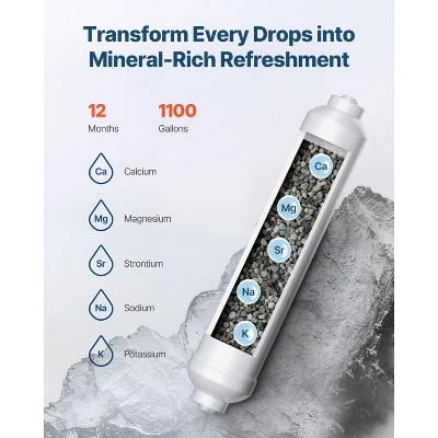 VEVOR Remineralization Filter, 1100 Gallons Remineralization Water Filter Replacement, 1/4" Quick Connect Mineral Filter, White 2 VEVOR Remineralization Filter, 1100 Gallons Remineralization Water Filter Replacement, 1/4" Quick Connect Mineral Filter, White - Image 2