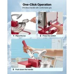VEVOR Commercial Ice Crusher 661LBS/H, 350W Electric Snow Cone Machine With 4 Blades, 2000RPM Stainless Steel Shaved Ice Machine, Red -Aesthtic Interiors GUEST f3cde6d7 7836 49d3 be90 47c1e5d5f0de