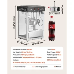 VEVOR Popcorn Machine, 8oz Stainless Steel Kettle, 800W Commercial Countertop Popcorn Maker, 48 Cups Per Batch Theater Style Popper, Black -Aesthtic Interiors GUEST f42bd4b3 8a60 48e0 abbd 39fadf58cc2c