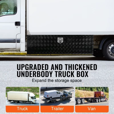 VEVOR Underbody Truck Box, 60" X 17" X 18" Pickup Storage Box, Heavy Duty Aluminum Diamond Plate Tool Box With Lock And Keys 2 VEVOR Underbody Truck Box, 60" X 17" X 18" Pickup Storage Box, Heavy Duty Aluminum Diamond Plate Tool Box With Lock And Keys - Image 2