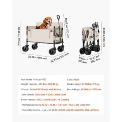 VEVOR Collapsible Folding Wagon, 550lb Load & 220L, 2 In 1 Foldable Wagon Cart Converts To Bench, Utility Wagon With Adjustable Handle, Beige -Aesthtic Interiors GUEST f43ffa2c d318 4d02 bc4c 583c5b2efafd