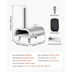 VEVOR Pizza Oven Outdoor, 12" Pellet Pizza Oven, Portable Pizza-Stove With Built-in Thermometer, Wood Fired Stainless Steel Pizza-Maker, Silver -Aesthtic Interiors GUEST f4b75e25 b698 498f b20c 37826e23efd2