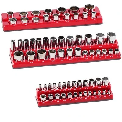 VEVOR Magnetic Socket Organizer Set, 3PCS Magnetic Socket Holder, 1/4'', 3/8'' & 1/2'' SAE Socket Trays With Clear Labels, Hold Up To 68PCS Standard 8 VEVOR Magnetic Socket Organizer Set, 3PCS Magnetic Socket Holder, 1/4'', 3/8'' & 1/2'' SAE Socket Trays With Clear Labels, Hold Up To 68PCS Standard - Image 8