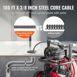 VEVOR Drain Cleaner Machine 100FT X 3/8 Inch, Auto Feed Sewer Snake Auger On Wheels, 370W Portable Drain Cleaning Machine With 8 Cutters, Black 10 VEVOR Drain Cleaner Machine 100FT X 3/8 Inch, Auto Feed Sewer Snake Auger On Wheels, 370W Portable Drain Cleaning Machine With 8 Cutters, Black -Aesthtic Interiors GUEST f4ca42fa bab9 42b3 967d f232dc0aec97