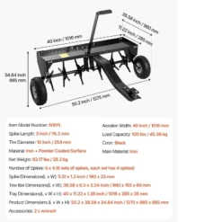 VEVOR Tow Behind Plug Aerator, 40-Inch Tow Behind Lawn Plug Aerator With Universal Hitch, Pull Behind Aerator, Black -Aesthtic Interiors GUEST f5083794 f096 4efa 8169 9054a59b11db