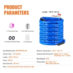 VEVOR 100ft Heated Water Hose For RV, Heated Drinking Water Hose With Corrugated Cover Antifreeze To -45°F, Automatic Self-regulating, 5/8" I.D. Blue 13 VEVOR 100ft Heated Water Hose For RV, Heated Drinking Water Hose With Corrugated Cover Antifreeze To -45°F, Automatic Self-regulating, 5/8" I.D. Blue -Aesthtic Interiors GUEST f52090e6 c91e 42c4 9f7f 980d71d1daa7
