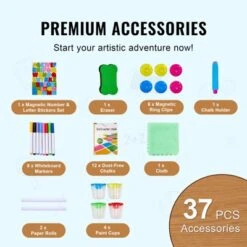 VEVOR Art Easel For Kids, 3-in-1 Wooden Double-Sided Kid's Art Easel With Magnetic Whiteboard, Chalkboard, Paper Roll, Standing Drawing Board -Aesthtic Interiors GUEST f55f112e 8e41 4fce a94a b93428dfa043