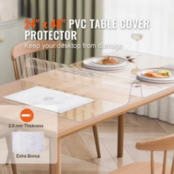 VEVOR Plastic Table Cover, 24 X 48 Inch 2.0 Mm Thick Clear Table Protector, Rectangle PVC Desk Mat, Waterproof & Easy Cleaning, Transparent -Aesthtic Interiors GUEST f5b07e98 3561 440d 88ae 1609e531b497