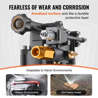 VEVOR Pressure Washer Pump, 3/4" Shaft Horizontal, 3500 PSI, 2.5GPM, Replacement Power Washer Pumps Kit With 5 Nozzles, Black 3 VEVOR Pressure Washer Pump, 3/4" Shaft Horizontal, 3500 PSI, 2.5GPM, Replacement Power Washer Pumps Kit With 5 Nozzles, Black - Image 3