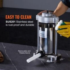 VEVOR Manual Sausage Stuffer, 2 L / 5 LBS Vertical Sausage Machine With G-type Clamp, Food-Grade 304 Stainless Steel Barrel, Silver -Aesthtic Interiors GUEST f5dc1581 b164 4c5c 9254 582ca7b106fc