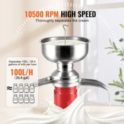 VEVOR Milk Cream Centrifugal Separator, 304 Stainless Steel,100L/H Output 10500RPM Goat Milk Separator,30W Cow Cream Separator With 5L Bowl Capacity -Aesthtic Interiors GUEST f6ace7c3 c0fd 4776 ab34 33f0f1c7af14