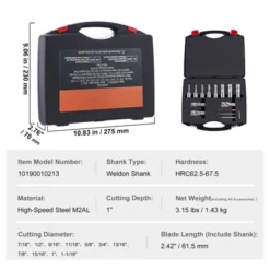 VEVOR Annular Cutter Set, 13 Pcs Weldon Shank Mag Drill Bits, 7/16" To 1-1/16" Cutting Diameter, 1" Cutting Depth, M2AL HSS, 2 Pilot Pins, Black -Aesthtic Interiors GUEST f6f600b3 acef 4c00 92d5 2a7e0d3b0a05