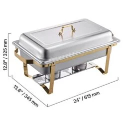 VEVOR Chafing Dish Buffet Set, 8 Qt 4 Pack, Stainless Steel Chafer With 2 Full Size And 4 Half Size Pans, Rectangle Catering Warmer Server, Silver -Aesthtic Interiors GUEST f7108b70 5c16 42d0 b802 c3f5deb807a4