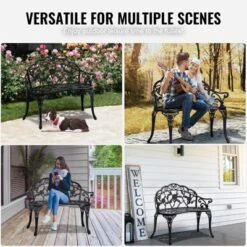 VEVOR Outdoor Bench, 38.8 Inches Metal Garden Bench For Outdoors,480 Lbs Load Capacity Bench, Outdoor Garden Park Bench With Backrest And Armrests -Aesthtic Interiors GUEST f7647804 468c 4a04 98a9 7b1c5b59105c