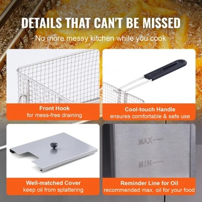 VEVOR Commercial Deep Fryer, Dual Tank 3000W Electric Countertop Fryer With Basket, 2 X 11.6Qt/11L Double Stainless Steel Oil Fryer 2 VEVOR Commercial Deep Fryer, Dual Tank 3000W Electric Countertop Fryer With Basket, 2 X 11.6Qt/11L Double Stainless Steel Oil Fryer - Image 2