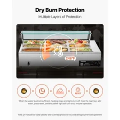 VEVOR Commercial Food Warmer, 1500W Electric Stainless Steel Steam Food Warmer With Glass Cover, 9-Pan Countertop Buffet Bain Marie, Silver 13 VEVOR Commercial Food Warmer, 1500W Electric Stainless Steel Steam Food Warmer With Glass Cover, 9-Pan Countertop Buffet Bain Marie, Silver -Aesthtic Interiors GUEST f7d76a6b 0ee8 452c 8e95 8fb221467ccf