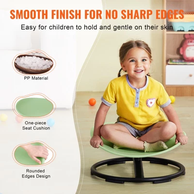 VEVOR Kids Swivel Chair, 220 LBS Capacity, Sensory Spinning Chair, Autistic Kids Sensory Toy Chair With Non-Slip Metal Base, Green 5 VEVOR Kids Swivel Chair, 220 LBS Capacity, Sensory Spinning Chair, Autistic Kids Sensory Toy Chair With Non-Slip Metal Base, Green - Image 5
