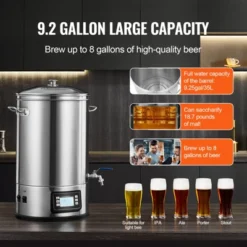 VEVOR Electric Brewing System, 8 GALLON Brewing Stock Pot, 304 Stainless Steel Brewing Supplies With Panel, Includes Glass Lid, Handle, Silver -Aesthtic Interiors GUEST f8a9fcd9 83d7 4355 b981 7b1efc74a331
