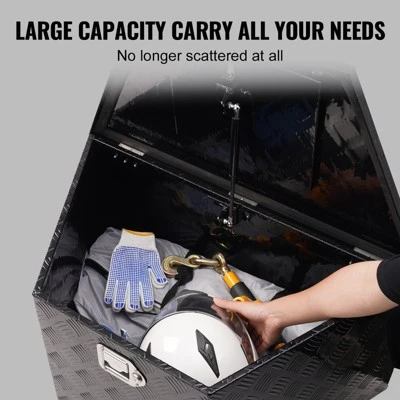 VEVOR Trailer Tongue Box, Aluminum Alloy Diamond Plate Tongue Box Tool Chest, Heavy Duty Trailer Box Storage With Lock And Keys, 33"x19"x18" 3 VEVOR Trailer Tongue Box, Aluminum Alloy Diamond Plate Tongue Box Tool Chest, Heavy Duty Trailer Box Storage With Lock And Keys, 33"x19"x18" - Image 3