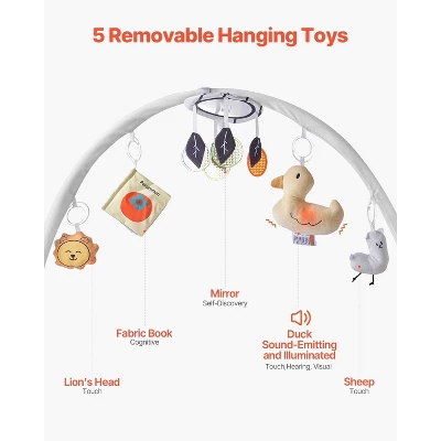 Baby Play Gym Mat Tummy Time Activity Mat With 5 Sensory Toys 39.1" X 32.7" 2 Baby Play Gym Mat Tummy Time Activity Mat With 5 Sensory Toys 39.1" X 32.7" - Image 2