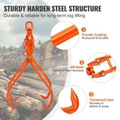 VEVOR Timber Claw Hook, 36 Inch 4 Claw Log Grapple For Logging Tongs, Swivel Steel Log Lifting Tongs, Eagle Claws Design With 3307 Lbs/1500 Kg -Aesthtic Interiors GUEST f91818c6 4cc5 4d7c b1c5 c37c1847a819