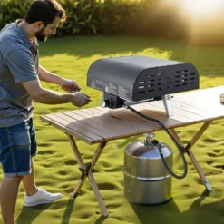 VEVOR Propane Outdoor Pizza Oven, 12 Inch Gas Pizza Maker, Portable Pizza-Cooker With Thickened Pizza-Stone, Carry Bag, Pizza-Oven, Black