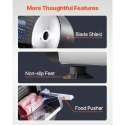 VEVOR Meat Slicer, 7.5 Inch Electric Deli Food Slicer, 180W Meat Cutter With Two Premium SUS420 Blades, 0-0.6 Inch Adjustable Thickness, Black -Aesthtic Interiors GUEST f970e8f2 8e80 4e6c 9dc6 e29decb788d6