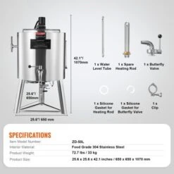 VEVOR Milk Pasteurizer 50L, Commercial Milk Pasteurization Machine, Food Grade 304 Stainless Steel, Professional Pasteurization, Silver -Aesthtic Interiors GUEST f9865657 13ff 47e6 b643 c42ebc99cded
