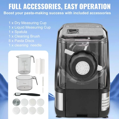 VEVOR Electric Pasta Maker, 150W Automatic Noodle Maker Machine With 8 Pasta Shapes, 4 Intelligent Modes, 500g Flour Capacity, Black 6 VEVOR Electric Pasta Maker, 150W Automatic Noodle Maker Machine With 8 Pasta Shapes, 4 Intelligent Modes, 500g Flour Capacity, Black - Image 6