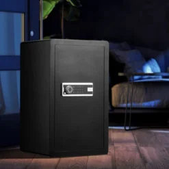 VEVOR Single Door 4.0 Cu.ft Safe Box With Key Lock & Password, Safe Lock Box With Fireproof Bag, Key Rack, 2 Shelves, And 1 Cabinet, Black