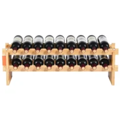VEVOR 18 Bottle Stackable Modular Wine Rack, 2-Tier Solid Bamboo Wood Storage Racks, Floor Freestanding Wines Holder Display Shelf, Natural Color -Aesthtic Interiors GUEST faa45ffc f389 4e17 a8b1 a9f4984b820a