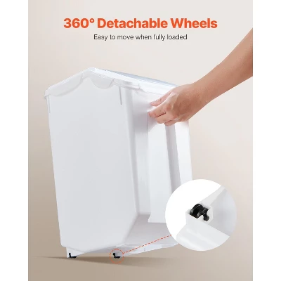 VEVOR Rice Storage Container, 3.5Gal/15Lx2 + 4.5Gal/20Lx2 Large Dog Food Dispenser Bin, With Wheels, 4 Measuring Cups, Airtight Lid, 4 Pack, White 4 VEVOR Rice Storage Container, 3.5Gal/15Lx2 + 4.5Gal/20Lx2 Large Dog Food Dispenser Bin, With Wheels, 4 Measuring Cups, Airtight Lid, 4 Pack, White - Image 4