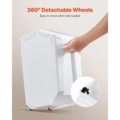 VEVOR Rice Storage Container, 4.5Gallon/20L Capacity Large Dog Food Dispenser Bin, With Wheels, Measuring Cup, Airtight Lid, 1 Pack, White -Aesthtic Interiors GUEST fadcf169 8246 4a7f b26e 6cef85703ecb 2