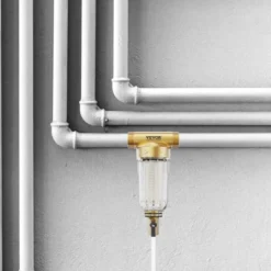 VEVOR Spin Down Filter, 40 Micron Whole House Sediment Filter For Well Water, 3/4" FNPT + 1" MNPT, 4 T/H High Flow Rate, Brass&Transparent