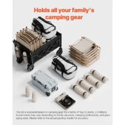 VEVOR Collapsible Wagon Carts, 120L & 225LBS Folding Wagons With All-Terrain Wheels, Heavy Duty Outdoor Utility Cart With Adjustable Handle, Black -Aesthtic Interiors GUEST fb00b94a 92ce 46c9 9f43 24d712f0013a