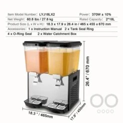 VEVOR Commercial Beverage Dispenser, 2 Tanks 18 L / 19 QT Per Tank Juice Dispenser, 370W Stainless Steel Ice Tea Drink Machine 14 VEVOR Commercial Beverage Dispenser, 2 Tanks 18 L / 19 QT Per Tank Juice Dispenser, 370W Stainless Steel Ice Tea Drink Machine -Aesthtic Interiors GUEST fb38b7f0 c6c0 467e bf69 84cc4111bee5