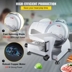VEVOR 240W Commercial Meat Slicer, Electric Deli Food Slicer, 10" Carbon Steel Blade Electric Food Slicer, 350-400RPM Meat Slicer, 0 - 0.47 Inch -Aesthtic Interiors GUEST fb7da51e da09 4130 85b8 f8d97240cfbe