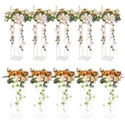 VEVOR 10PCS 23.6inch High Wedding Flower Stand, With Acrylic Laminate,Acrylic Vase Column Geometric Centerpiece Stands, Floral Display Rack -Aesthtic Interiors GUEST fb9d6ca3 5230 45ae bde7 1b4ab3bd3c44