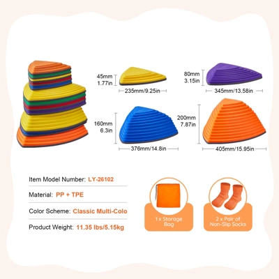 VEVOR Balance Stepping Stones For Kids, 12 PCS, Up To 220 Lbs, Non-Slip Toddlers Sensory Stepping Stones, Toys For Children Aged 3 4 5 6 7 8+ 7 VEVOR Balance Stepping Stones For Kids, 12 PCS, Up To 220 Lbs, Non-Slip Toddlers Sensory Stepping Stones, Toys For Children Aged 3 4 5 6 7 8+ - Image 7