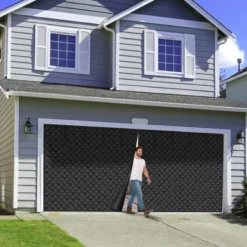 VEVOR Garage Door Screen For Winter, 16x7FT, Garage Door Insulation Kit, Magnetic Thermal Insulated Door Curtain With 300D Oxford Fabric, Black