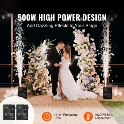 VEVOR Cold Spark Machine, 2 Pack 500W Output Fireworks Controllers, 6.6-13ft Adjustable Height, With Advanced DMX System, Screen, Black 2 VEVOR Cold Spark Machine, 2 Pack 500W Output Fireworks Controllers, 6.6-13ft Adjustable Height, With Advanced DMX System, Screen, Black - Image 2