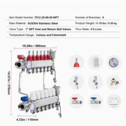 VEVOR 6-Branch Radiant Heat Manifold, 1/2" PEX Tubing Manifold, Stainless Steel PEX Manifold For Hydronic Radiant Floor Heating, Silver 14 VEVOR 6-Branch Radiant Heat Manifold, 1/2" PEX Tubing Manifold, Stainless Steel PEX Manifold For Hydronic Radiant Floor Heating, Silver -Aesthtic Interiors GUEST fbfb2885 6446 4d36 b527 c8d36c40e0a7