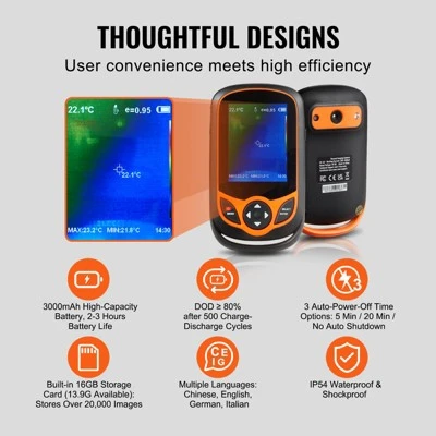 VEVOR Thermal Imaging Camera, 256 X 192 IR Resolution Pocket Infrared Thermal Imager With WiFi, 25Hz Refresh Rate Thermal Camera Pocket, Orange 2 VEVOR Thermal Imaging Camera, 256 X 192 IR Resolution Pocket Infrared Thermal Imager With WiFi, 25Hz Refresh Rate Thermal Camera Pocket, Orange - Image 2