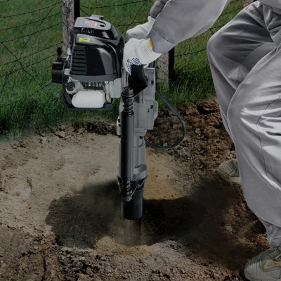 VEVOR 37.77cc Gas-Powered T Post Driver, 4-Stroke Engine Gasoline Fence Piling Pounder, With 2 Post Driving Head(55/70 Mm) , Black 1 VEVOR 37.77cc Gas-Powered T Post Driver, 4-Stroke Engine Gasoline Fence Piling Pounder, With 2 Post Driving Head(55/70 Mm) , Black